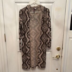Geometric Patterned Long Cardigan